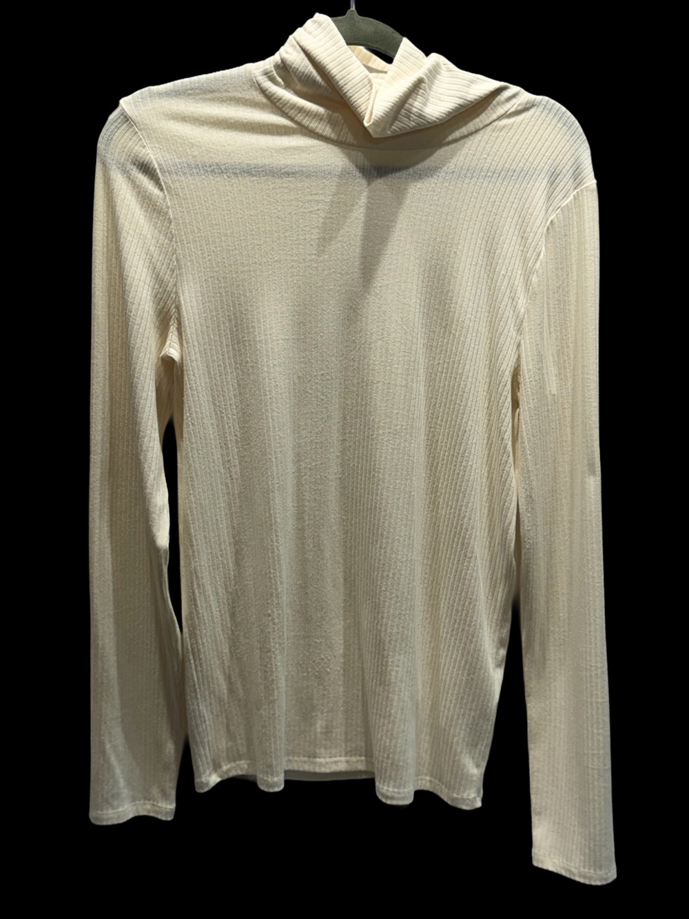 Madewell Ivory/Cream Ribbed Long Sleeve Turtleneck Top L